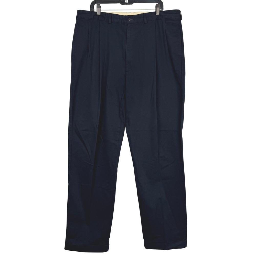 Polo Ralph Lauren Andrew Pant Mens 40x34 Cotton Pleated Chinos Cuffed Navy Blue